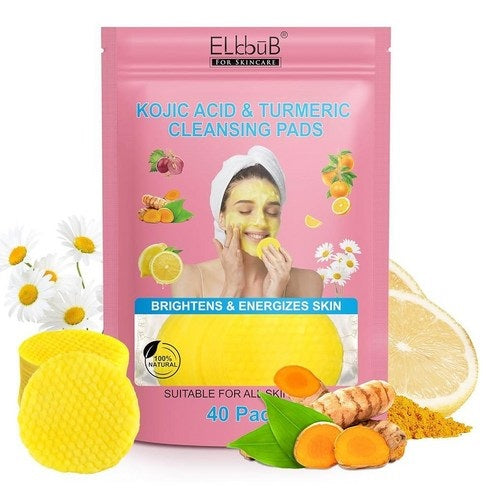 Dischete pentru pete pigmentare cu Turmeric si Acid kojic, Curatare in profunzime, ELbbuB, 40 bucati