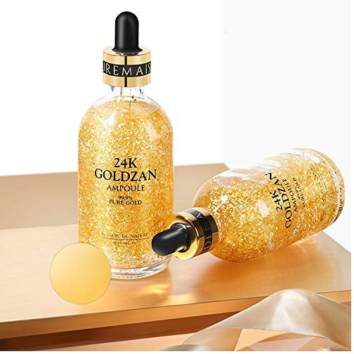 Ser Antirid cu Foite Aur 24K & Acid Hialuronic, Goldzan Ampoule 99,9%, 100 ml