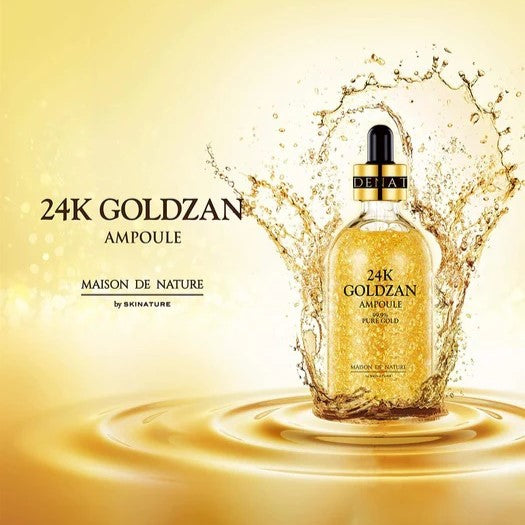 Ser Antirid cu Foite Aur 24K & Acid Hialuronic, Goldzan Ampoule 99,9%, 100 ml