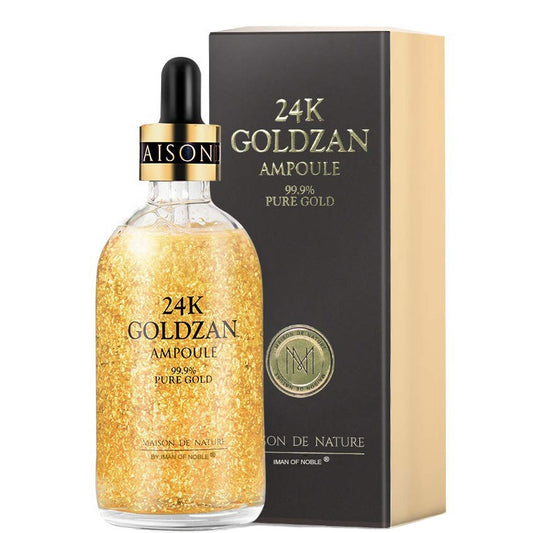 Ser Antirid cu Foite Aur 24K & Acid Hialuronic, Goldzan Ampoule 99,9%, 100 ml