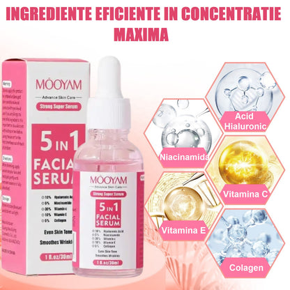 Ser 5 in 1 cu Acid Hialuronic, Niacinamida, Vitamina C, Vitamina E, Colagen Mooyam