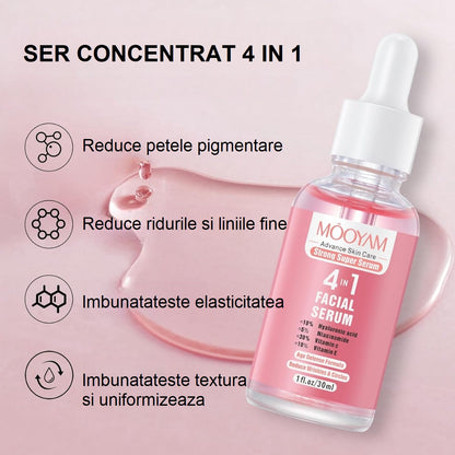 Ser concentrat 4 in 1 cu Acid Hialuronic, Niacinamida, Vitamina C, Vitamina E