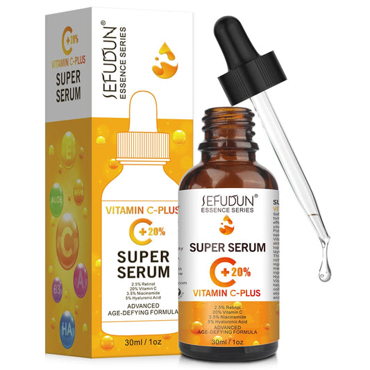 Super Serum Anti-Imbatranire cu 20% Vitamina C, 2,5% Retinol, 3,5% Niacinamide si 5% Acid Hialuronic SEFUDUN, 30 ml