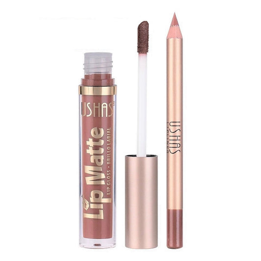 Set 2 in 1 Ruj Lichid Mat & Creion Contur Buze Ushas Kiss Me #02