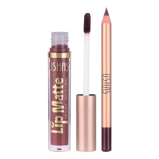 Set 2 in 1 Ruj Lichid Mat & Creion Contur Buze Ushas Kiss Me #07