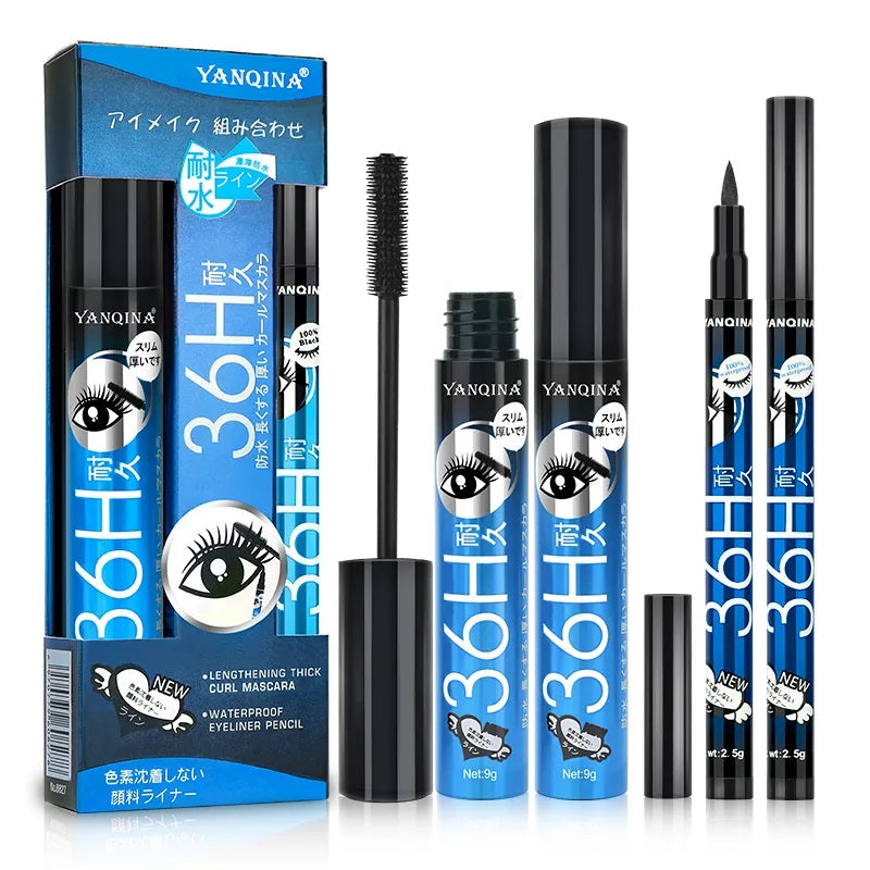 Set Mascara si Eyeliner negru, Waterproof