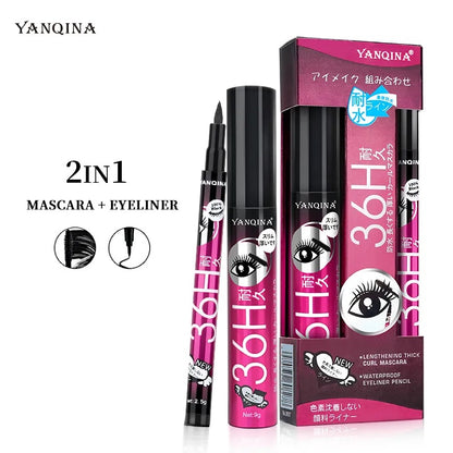 Set Mascara si Eyeliner negru, Waterproof