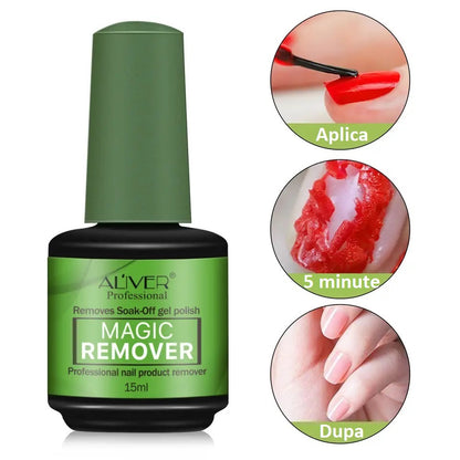 Solutie de indepartare unghii cu gel si oja semipermanenta Aliver Magic Remover