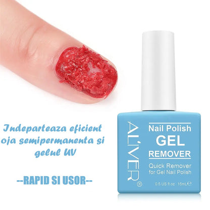 Solutie pentru indepartarea gelului UV si a ojei semipermanente de pe unghii Aliver Nail Polish GEL Remover